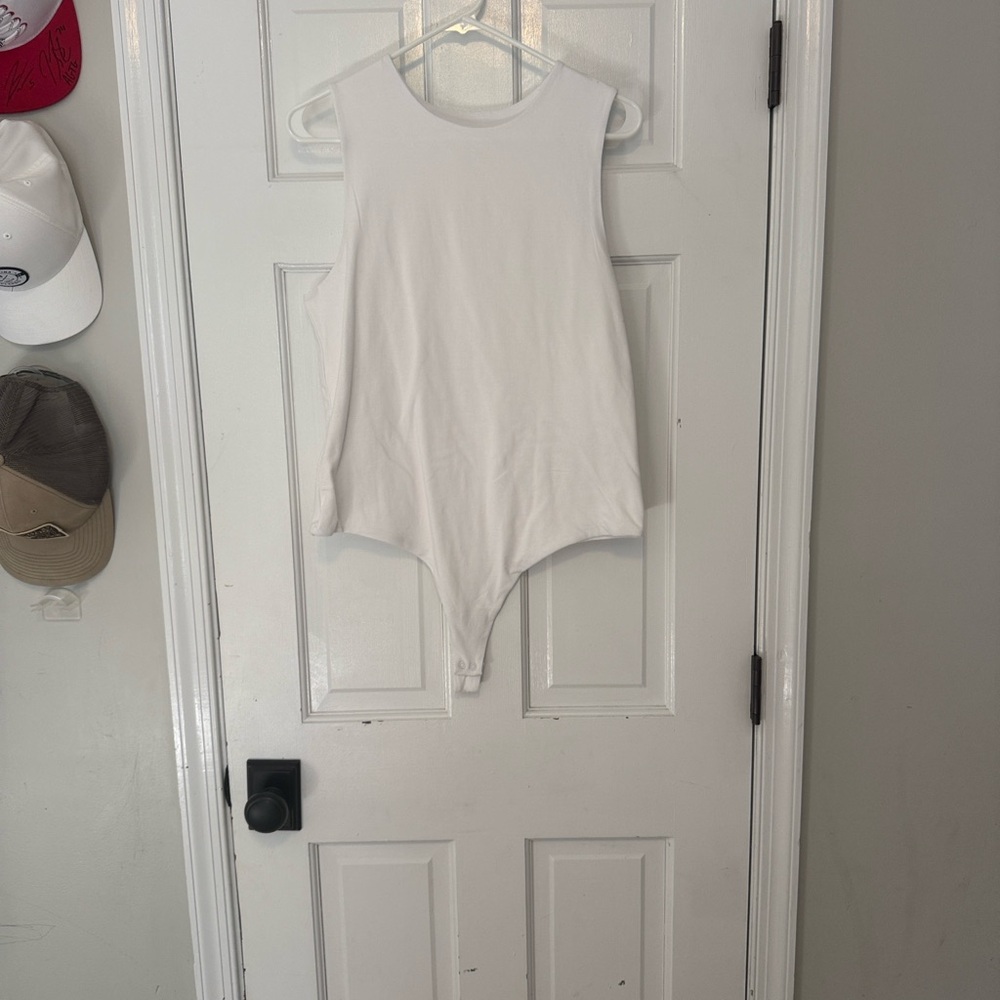 nuuds White Crew Neck One-Piece Bodysuit